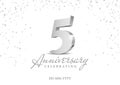 Anniversary 5. silver 3d numbers Royalty Free Stock Photo