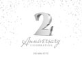 Anniversary 2. Silver 3d numbers Royalty Free Stock Photo