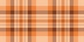 Anniversary texture seamless tartan, panel plaid pattern fabric. Setting textile vector check background in orange color