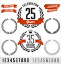 Anniversary Vector Elements. Black with Red Ribbon.