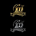 Anniversary vector unusual label Gold and Silver color. one hundred year symbol. Birthday abstract logo. 100th jubilee