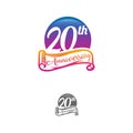 Anniversary vector unusual label. twenty year symbol. Birthday abstract logo. 20th jubilee Royalty Free Stock Photo