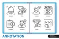Annotation infographics linear icons collection