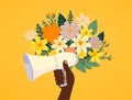 Announce communication megaphone message flowers hand loud