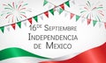 Announcement about day of independence of Mexico with flags