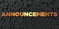 Announcements - Gold text on black background - 3D rendered royalty free stock picture Royalty Free Stock Photo