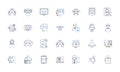 Announcing line icons collection. Reveal, Share, Broadcast, Disclose, Unveil, Announce, Proclaim vector and linear