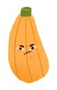 Annoyed discontent vegetable character. Funny food, irritated displeased courgette with irritation emotion, angry