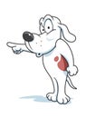 Annoyed dog cartoon pointing to somewhere or pointing to a direction