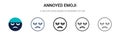 Annoyed emoji icon in filled, thin line, outline and stroke style. Vector illustration of two colored and black annoyed emoji Royalty Free Stock Photo