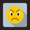 Annoyed emoticon icon, flat style Royalty Free Stock Photo