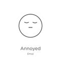 annoyed icon vector from emoji collection. Thin line annoyed outline icon vector illustration. Outline, thin line annoyed icon for Royalty Free Stock Photo