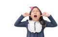 Annoyed kid sticking fingers in ears with eyes closed Royalty Free Stock Photo