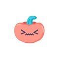 Annoyed pumpkin emoticon flat icon Royalty Free Stock Photo