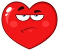 Annoyed Red Heart Cartoon Emoji Face Character With Grumpy Expression. Royalty Free Stock Photo