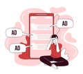 Annoying ads flat concept vector illustration