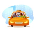 Annoying female taxi passengers flat illustration isolated on white background