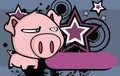 Annoying Little big head pig cartoon background