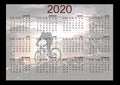 A 2020 annual calendar with a bicycle rider background