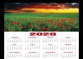 A 2020 annual calendar with flower background