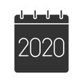 2020 annual calendar glyph icon