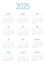 Annual calendar for 2025