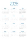 Annual calendar for 2026