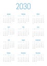 Annual calendar for 2030 Royalty Free Stock Photo