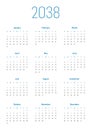 Annual calendar for 2038 Royalty Free Stock Photo
