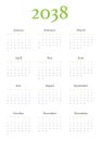 Annual calendar for 2038 Royalty Free Stock Photo