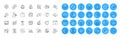 Annual calendar, Support consultant and Translation service line icons pack. For web app. Color icon buttons. Vector