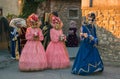 Annual carnival parade in the medieval street of Castiglion Fibocchi, Tuscany
