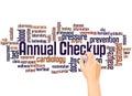 Annual checkup word cloud and hand writing concept