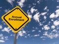 annual enrolment traffic sign on blue sky