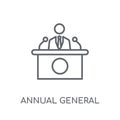 Annual general meeting (AGM) linear icon. Modern outline Annual