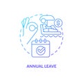 Annual leave blue gradient concept icon