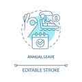 Annual leave turquoise concept icon