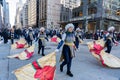 Annual Macy\'s Thanksgiving Parade on 6th Avenue. Colorful costumes of the dancers