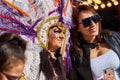 Annual Mardi Gras Fat Tuesday grand parade on maltese street of allegorical floats and masquerader procession Royalty Free Stock Photo