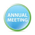 Annual Meeting natural aqua cyan blue round button