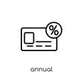 annual percentage rate (apr) icon. Trendy modern flat linear vector annual percentage rate (apr) icon on white background from th Royalty Free Stock Photo