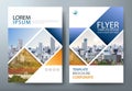 Blue annual report brochure flyer design template, Leaflet presentation, book cover, layout in A4 size. cityscape image. Vector. Royalty Free Stock Photo