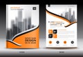 Annual report brochure flyer template, Orange cover design