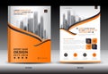 Annual report brochure flyer template, Orange cover design