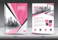 Annual report brochure flyer template, Pink cover design