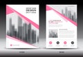 Annual report brochure flyer template, Pink cover design