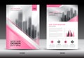 Annual report brochure flyer template, Pink cover design