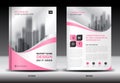 Annual report brochure flyer template, Pink cover design