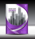 Annual report brochure flyer template, Purple cover creative