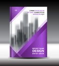 Annual report brochure flyer template, Purple cover deisgn